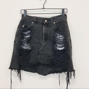 NWOT LF Furst of a Kind Distressed Denim Skirt